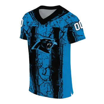 personalized carolina panthers rugged stripes blue jersey fashion forward