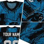 personalized carolina panthers rugged stripes blue jersey best selling