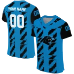 personalized carolina panthers stripe block blue jersey best selling