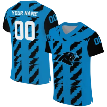 personalized carolina panthers stripe block blue jersey best selling