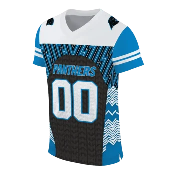 personalized carolina panthers tire arrows blue black white jersey fashion forward