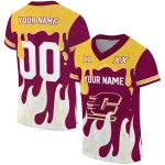 personalized central michigan chippewas dripping flames maroon white jersey best selling