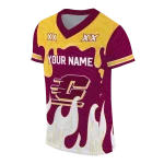 personalized central michigan chippewas dripping flames maroon white jersey best selling