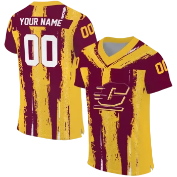 personalized central michigan chippewas striped texture maroon jersey best selling