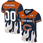 personalized chicago bears dripping flames blue white jersey best selling
