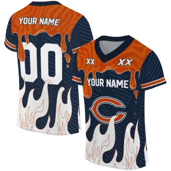 personalized chicago bears dripping flames blue white jersey best selling