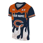 personalized chicago bears dripping flames blue white jersey best selling