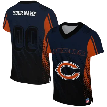 personalized chicago bears halftone fade blue black jersey best selling