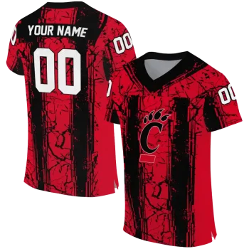 personalized cincinnati bearcats rugged stripes red jersey best selling
