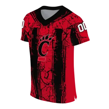 personalized cincinnati bearcats rugged stripes red jersey fashion forward