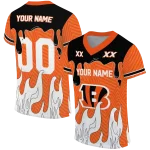 personalized cincinnati bengals dripping flames orange white jersey best selling