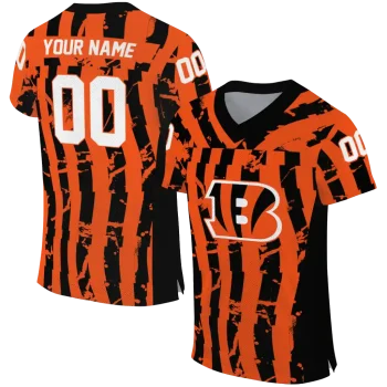 personalized cincinnati bengals stripe splatter orange jersey best selling