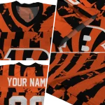 personalized cincinnati bengals stripe splatter orange jersey best selling