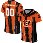 personalized cincinnati bengals striped texture orange jersey best selling