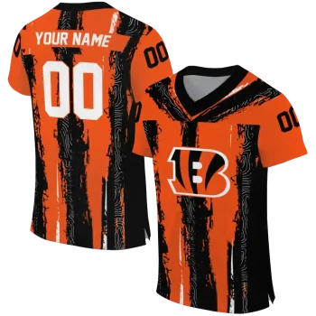 personalized cincinnati bengals striped texture orange jersey best selling