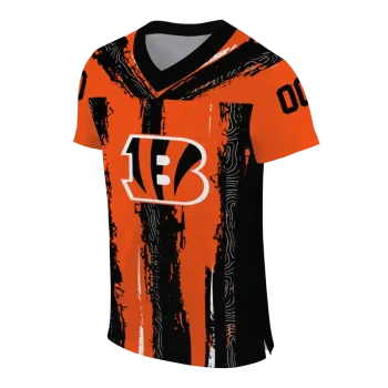 personalized cincinnati bengals striped texture orange jersey fashion forward