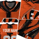 personalized cincinnati bengals striped texture orange jersey best selling