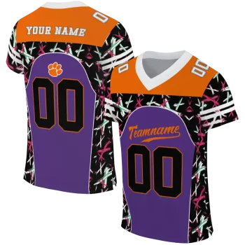 personalized clemson tigers brushstroke xs purple black jersey best selling