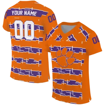personalized clemson tigers layered grids orange jersey best selling