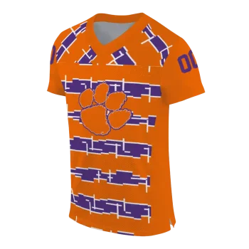 personalized clemson tigers layered grids orange jersey fashion forward