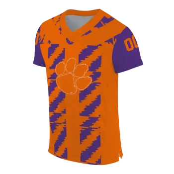 personalized clemson tigers stripe block orange jersey fashion forward