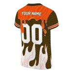 personalized cleveland browns dripping flames brown white jersey best selling