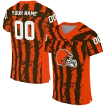 personalized cleveland browns stripe splatter brown jersey best selling