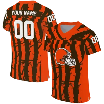 personalized cleveland browns stripe splatter brown jersey best selling