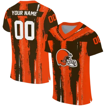 personalized cleveland browns striped texture brown jersey best selling