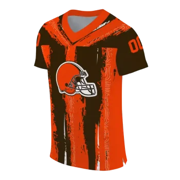 personalized cleveland browns striped texture brown jersey fashion forward