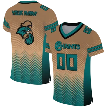 personalized coastal carolina chanticleers halftone sweep gold black jersey best selling