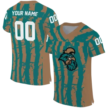 personalized coastal carolina chanticleers stripe splatter green jersey best selling