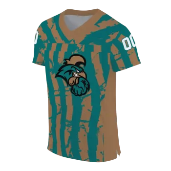 personalized coastal carolina chanticleers stripe splatter green jersey fashion forward