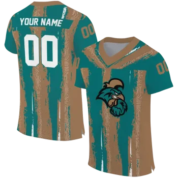 personalized coastal carolina chanticleers striped texture green jersey best selling