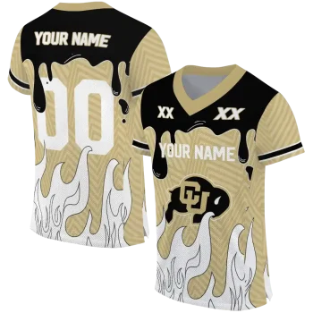 personalized colorado buffaloes dripping flames gold white jersey best selling