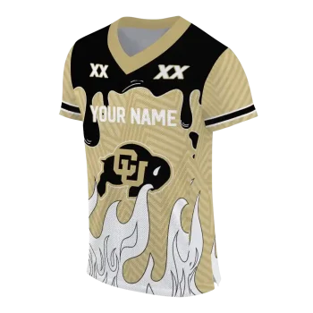 personalized colorado buffaloes dripping flames gold white jersey fashion forward