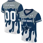 personalized dallas cowboys dripping flames blue white jersey best selling
