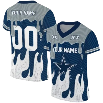 personalized dallas cowboys dripping flames blue white jersey best selling