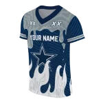 personalized dallas cowboys dripping flames blue white jersey best selling