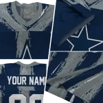 personalized dallas cowboys striped texture blue jersey best selling