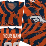 personalized denver broncos stripe splatter orange jersey best selling