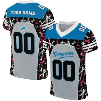 personalized detroit lions brushstroke xs silver black jersey best selling