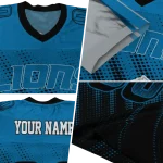 personalized detroit lions halftone fade blue black jersey best selling