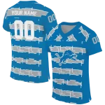 personalized detroit lions layered grids blue jersey best selling
