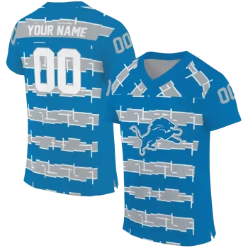 personalized detroit lions layered grids blue jersey best selling