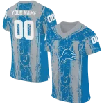 personalized detroit lions rugged stripes blue jersey best selling