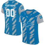 personalized detroit lions stripe block blue jersey best selling