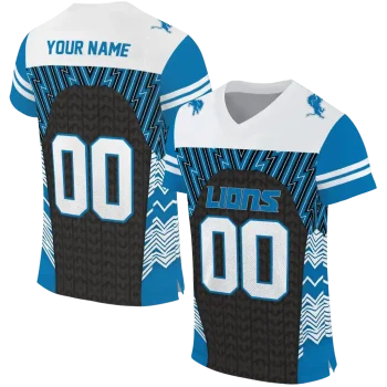 personalized detroit lions tire arrows blue black white jersey best selling
