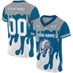 personalized drake bulldogs dripping flames blue white jersey best selling