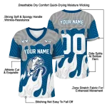 personalized drake bulldogs dripping flames blue white jersey best selling